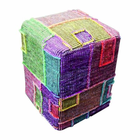 MAT THE BASICS Khema8 Multi Color Pouf- 20 x 16 x 16 in. POSKH8MUL201616